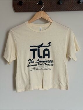 The Lumineers Automatic World Tour 2025 Crop Tee Ivory American Apparel Small
